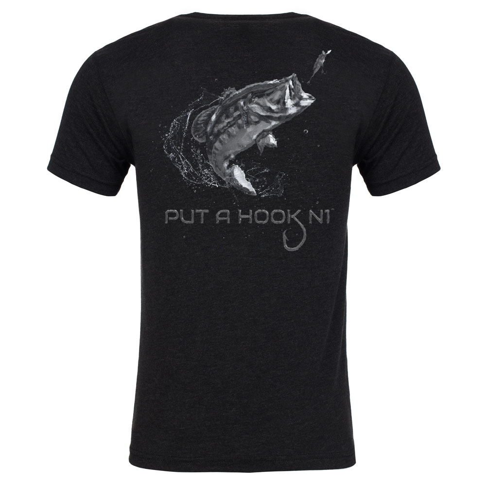 Kayak Bass Fishing T-Shirt (Black Print) White / S