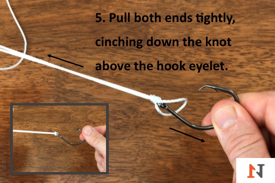 pulling line and hook for palomar knot