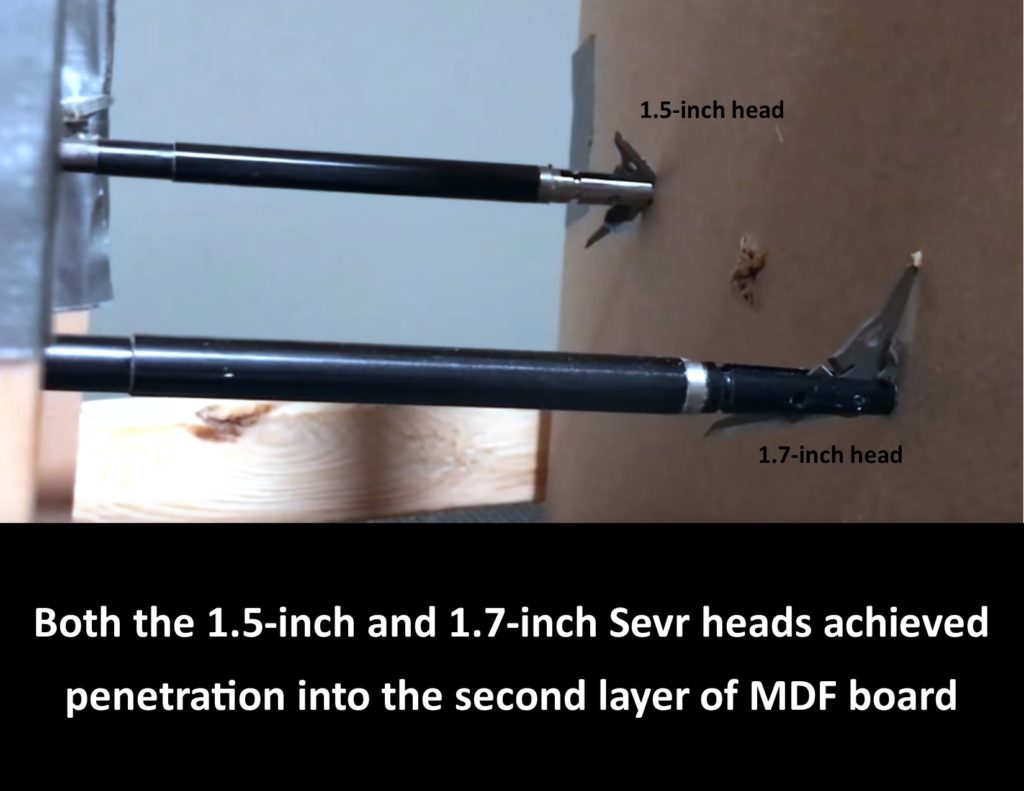 penetration test of 1.5 and 1.7 inch sevr broadheads