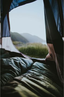 sleeping bags in tent