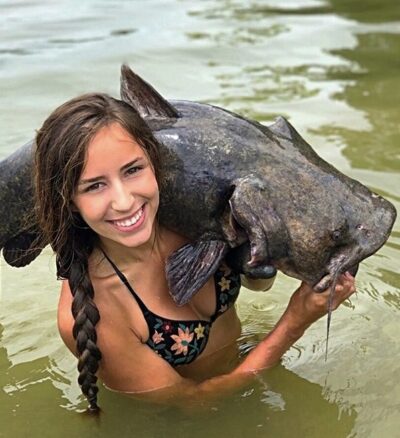 aly from alabama holding flathead catfish