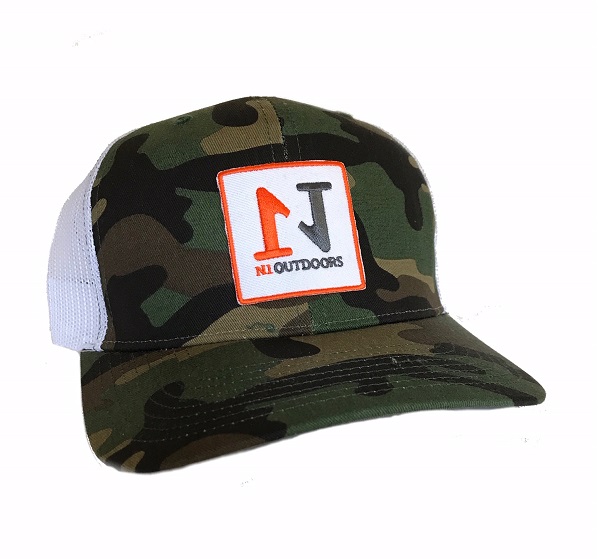 n1 outdoors green camo embroidered patch snap back hat