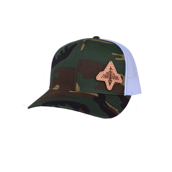 just passn through green camo white leather patch hat richardson 112