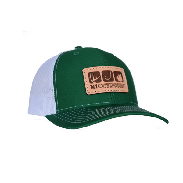 N1 Outdoors kelly green leather patch hat