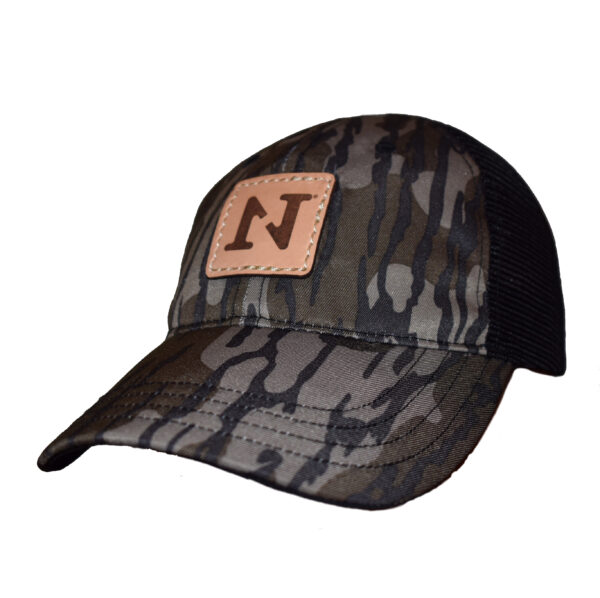 mossy oak bottomland camo N1 outdoors leather patch hat