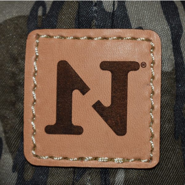 closeup of N1 outdoors logo leather patch
