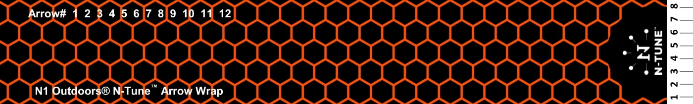 N-Tune nock tuning arrow wraps Honeycomb orange Pink with Black Base Arrow template