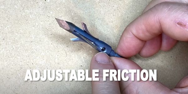 adjustable friction screw on gravedigger broadhead