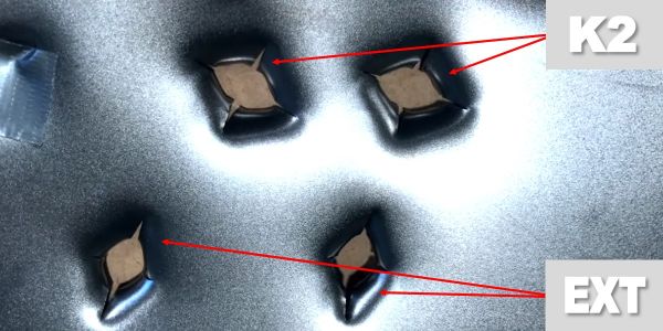 holes in steel plate made by afflictor k2 and ext broadheads