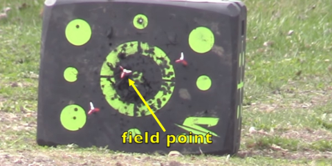 cheap shot broadheads shot into target at 40 yards