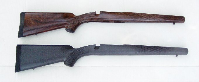 wooden and synthetic rifle stock