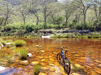 mountain bike in stream