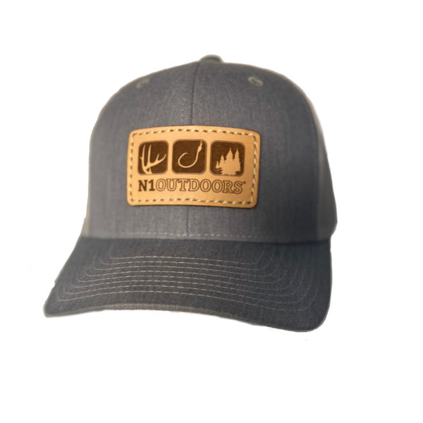 N1 Outdoors heather grey flagship leather patch hat