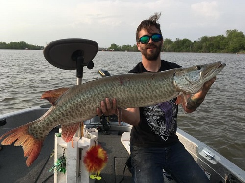 man holding a large musky