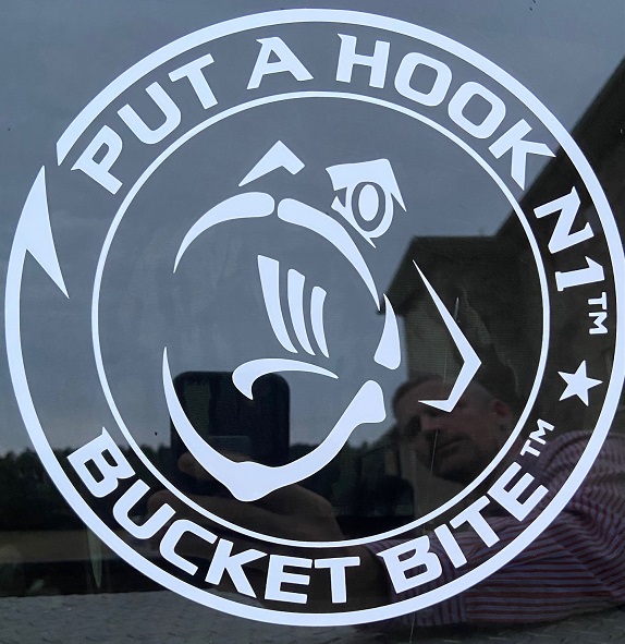 bucket bite put a hook N1 fishing decal sticker