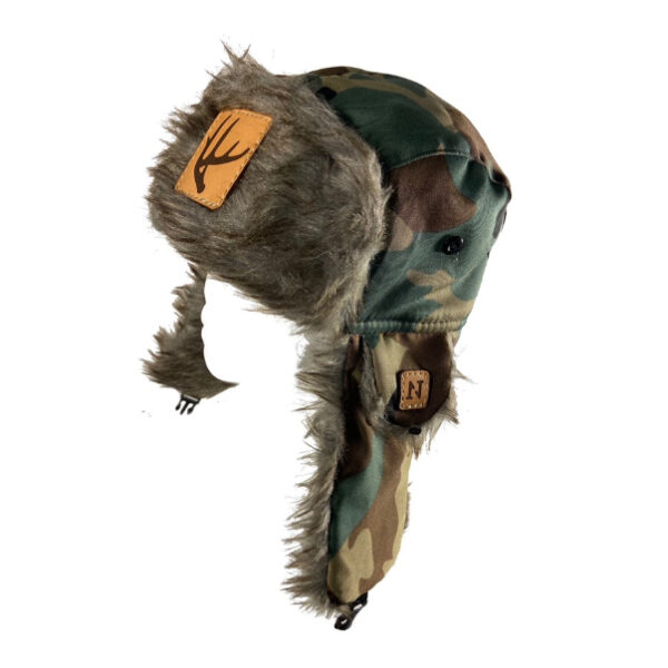 N1 Outdoors® Leather Patch Trapper Hat (Whitetail Antler design - various patterns)