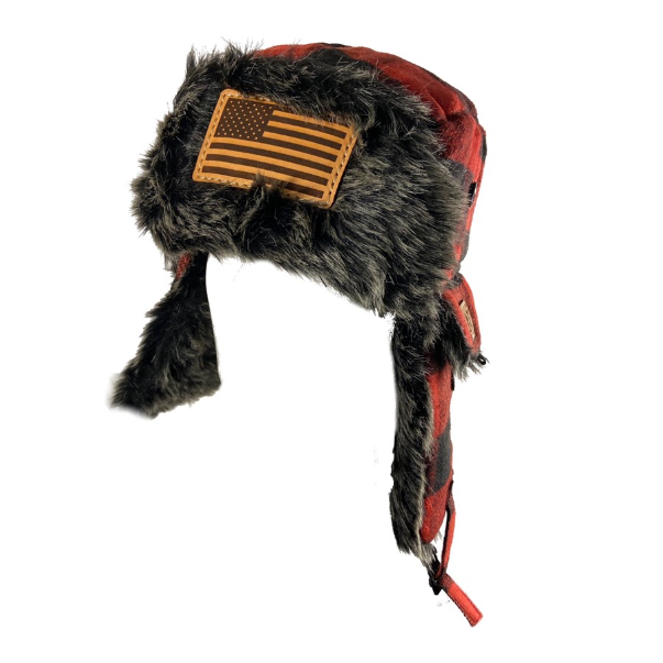 USA flag leather patch trapper hats
