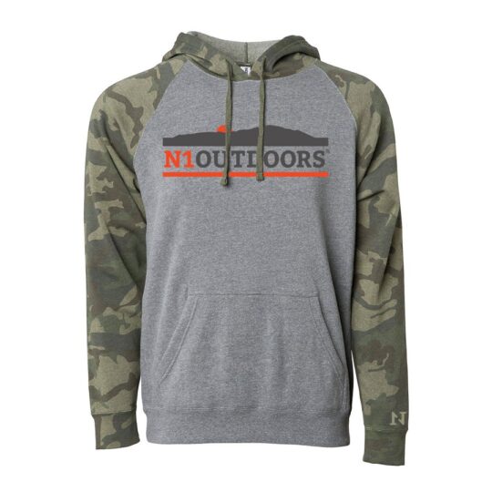 N1 Outdoors camo sleeve mountain range hoodie