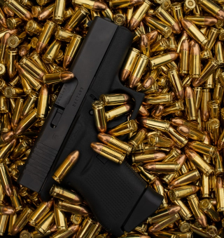 handgun in bullets