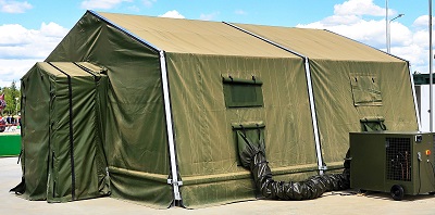 military tent with air unit