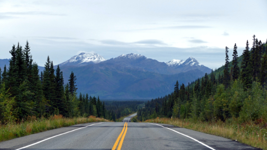 mountain range and highway