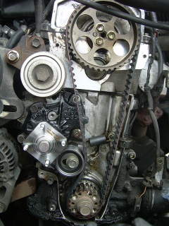 vehicle engine block and belt