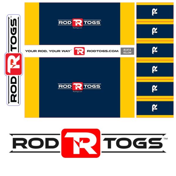 RodTogs fishing rod wraps blue and yellow