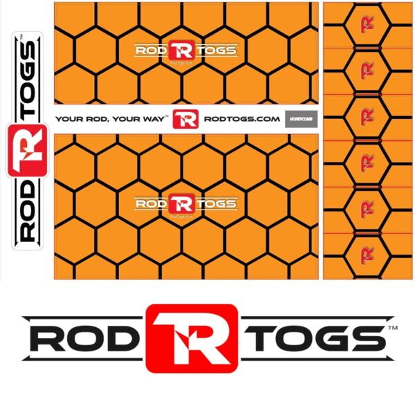 RodTogs fishing rod wraps Honeycomb Orange design