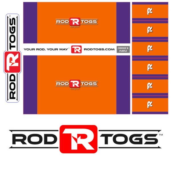 RodTogs fishing rod wraps Orange & Purple