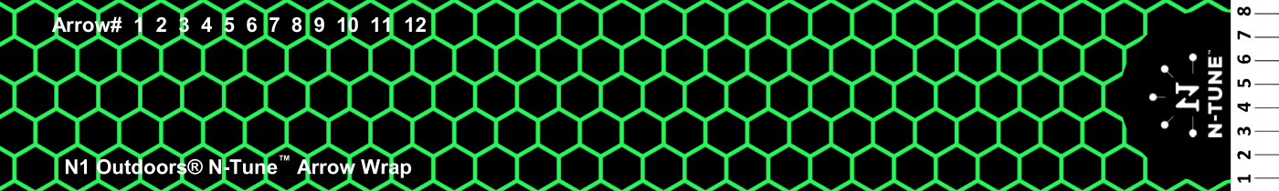 N-Tune nock tuning arrow wraps Honeycomb Flo Green with Black Base