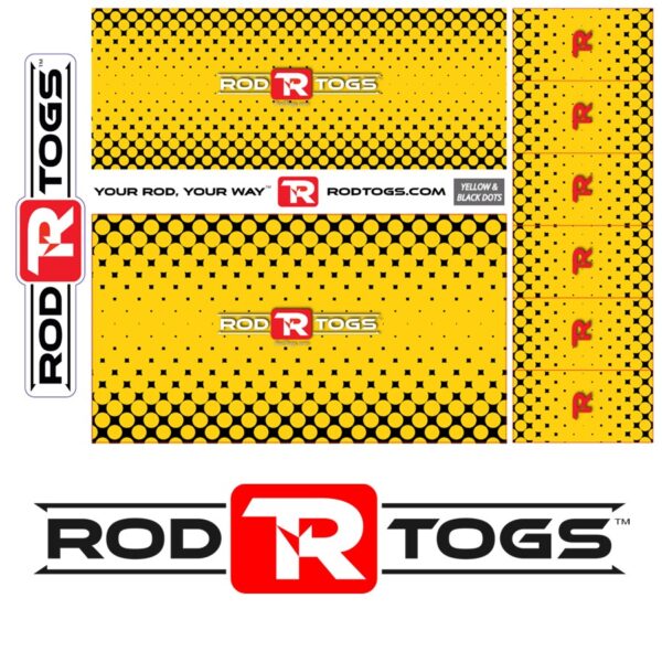 RodTogs fishing rod wraps yellow and black dots design