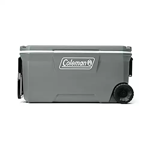 Coleman 316 Series Insulated Portable Cooler with Heavy Duty Wheels, Leak-Proof Wheeled Cooler with 100+ Can Capacity, Keeps Ice for up to 5 Days, Great for Beach, Camping, Tailgating, Sports, & M...