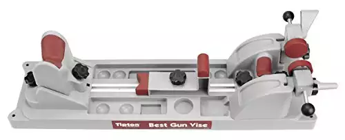 Tipton Best Gun Vise with Secure Adjustable Cradle, Storage Compartments for Cleaning, Gunsmithing and Firearm Maintenance,Red/Grey