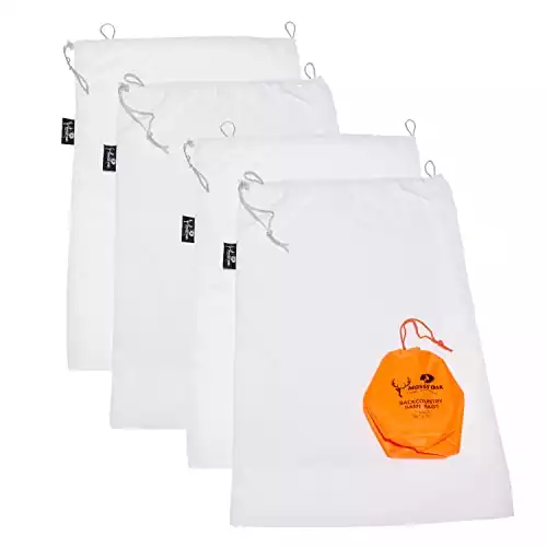 Allen Company Backcountry Quarter Bag - Reusable, Heavy-Duty, Drawstring Hunting Meat Bags - Durable Big Game Bags for Elk, Caribou, Deer - 4-Pack - 20" x 30" - White