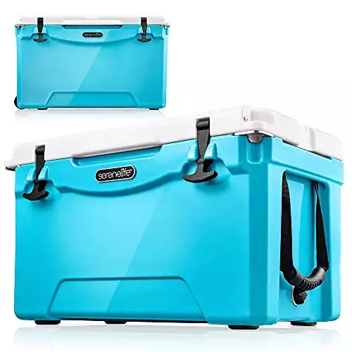 SereneLife 75 Quart Portable Cooler Box- Lightweight Heavy-Duty Travel Ice Cooler with 2-Way Handles, Drain-5 Days Ice Retention, Holds 63 12-Ounce Cans & 2-Liter Bottles -SLCB75BL (Blue)