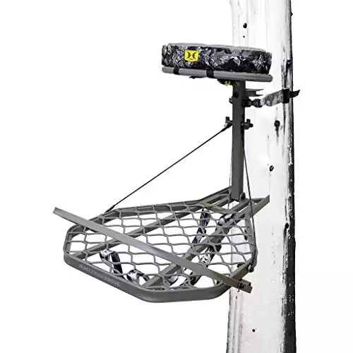 Hawk Helium Pro Hang-On Stable Noise-Free Lightweight Aluminum Big Game Bow Hunting Tree Stand with 24" x 30" Platform & 16" x 10" Pressure Relieving Memory Foam Seat