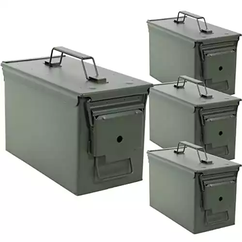 Redneck Convent Ammo Can Set - 50 Cal Solid Steel 4pk Metal Ammo Box Containers for Long-Term Ammunition Gear Storage