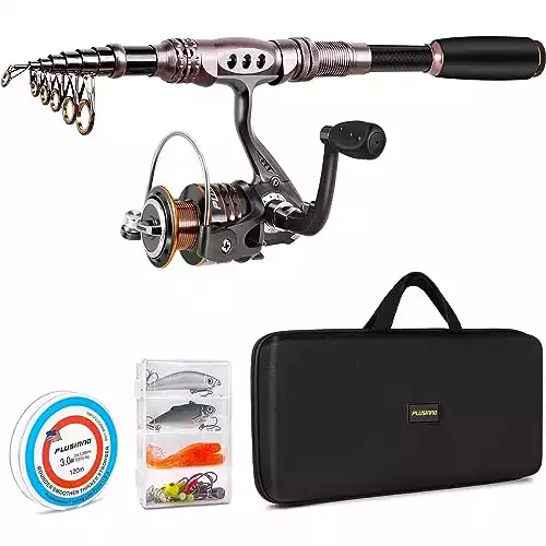 PLUSINNO Spinning Rod and Reel Combos Telescopic Fishing Rod Pole with Reel Line Lures Hooks Fishing Carrier Bag Case and Accessories Fishing Gear Organizer (2.1M 6.89FT Fishing Gear Organizer)