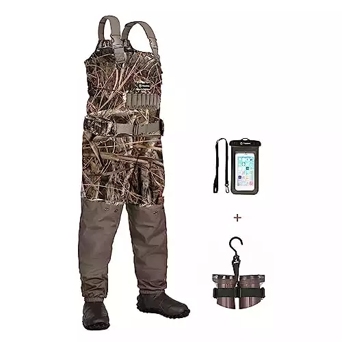 TIDEWE Breathable Insulated Chest Wader with Boot Hanger, 1200G Insulation Waterproof Bootfoot Hunting Wader with Steel Shank Boots, 120 Insulated Liner Next Camo Evos Camo Fishing Wader (Size 9)