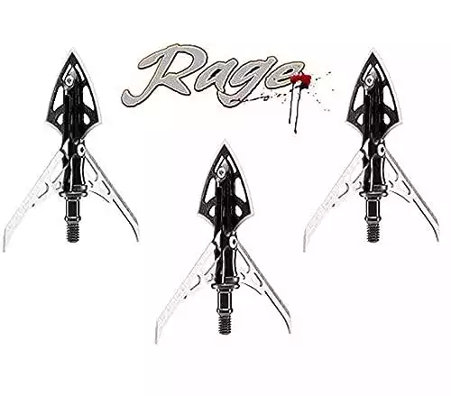 Rage Extreme 4 Blade Arrow Archery Broadhead, 100 Grain - 2 Pack