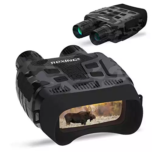 REXING B1 Night Vision Goggles Binoculars with LCD Screen,Infrared (IR) Digital Camera,Dual Photo + Video Recording for Spotting,Hunting,Tracking up to 300 Meters (Camo)