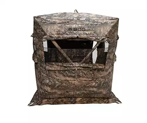 BOG Prevail Sitting Height Ground Blind Realtree with StealthZip Silent Zippers, StealthTrac Silent Windows, Water Resistant 600D Fabric, and Pop-Up Hub Construction for Hunting, Shooting, and Outdoor