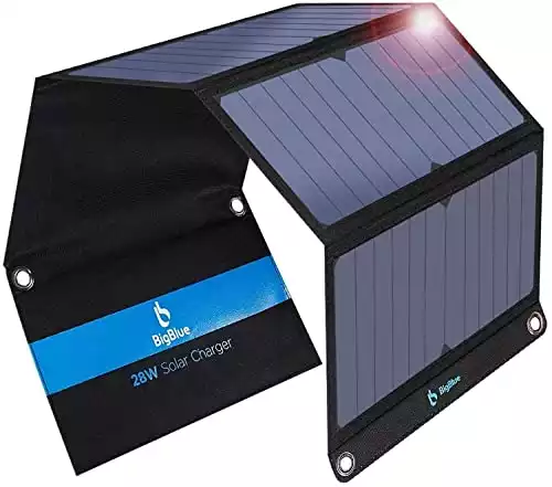 [Upgraded] BigBlue 3 USB Ports 28W Solar Charger(5V/4.8A Max), Portable SunPower Solar Panel for Camping, IPX4 Waterproof, Compatible with iPhone 11/XS/XS Max/XR/X/8/7, iPad, Samsung Galaxy LG etc.
