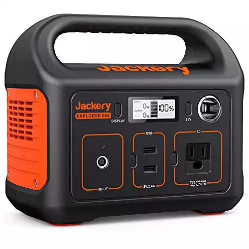 Jackery Portable Power Station Explorer 240, 240Wh Backup Lithium Battery, 110V/200W Pure Sine Wave AC Outlet, Solar Generator for Outdoors Camping Travel Hunting Emergency (Solar Panel Optional)