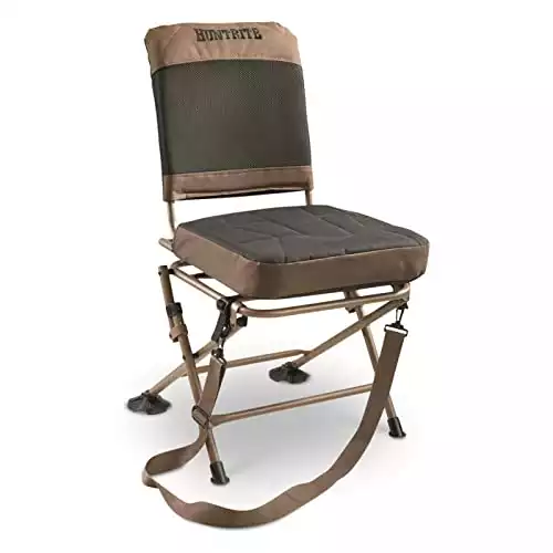 Huntrite 360º Swivel Hunting Blind Chair, 300 lbs Capacity, Folding, Lightweight, Portable, Padded Cushion Hunting Seat, Hunt Gear and Equipment, Black