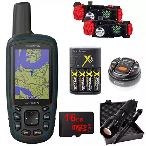 Garmin GPSMAP 64x Handheld GPS with 16GB Camping & Hiking Bundle (010-02258-00)