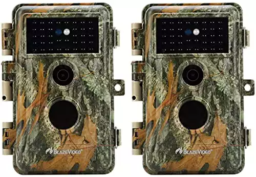 BLAZEVIDEO 2-Pack Game & Trail Camera 32MP 1296P MP4 Video No Glow Night Vision Motion Activated IP66 Waterproof 0.3 Trigger Speed for Hunting Wildlife & Home Surveillance