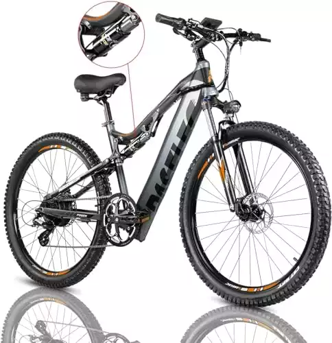 PASELEC Full Suspension Electric Bikes for Adult, 27.5'' Mountain Ebike with Professional 9 Speed Gears, Peak 750W BAFANG Motor Max 28MPH Road City Commuter Beach Electric Bicycle UL Certifi...