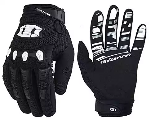 Seibertron Dirtpaw Unisex MX ATV MTB Racing Gloves - Full Finger Touchscreen Glove for Mountain Biking and Motocross Black L