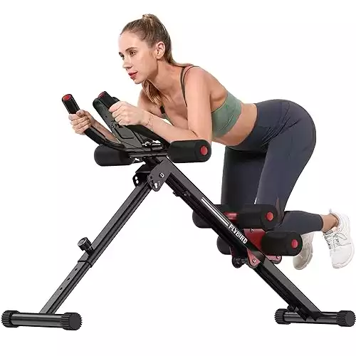 FLYBIRD Ab Workout Equipment, Adjustable Ab Machine Full Body Workout for Home Gym, Strength Training Exercise Equipment for Body Shaping Foldable Waist Trainer Suitable for Beginner Red